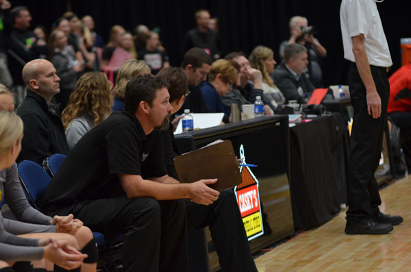 Coach Tim Johnson during the 2015 state match.