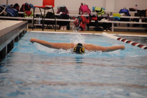 Tori Thorne jr., warming up at regionals, practicing Butterfly.