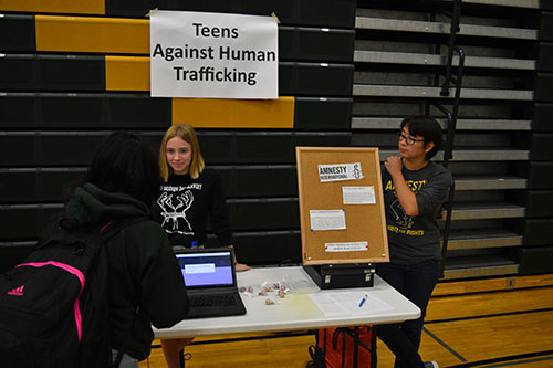 Teens Against Human Trafficking group during the club fair.