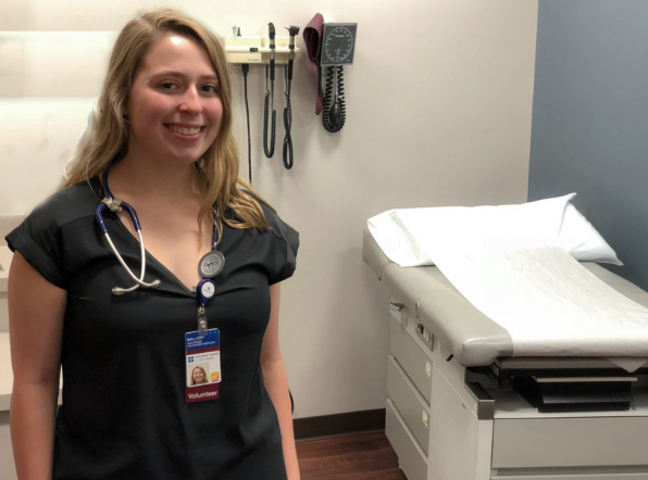 Mallory McGuire, sr., at her internship over the summer at Unity Point. McGuire is considering being a nurse in the future and was able to explore that interest through Kirkwood's Workplace Learning Connections program. 