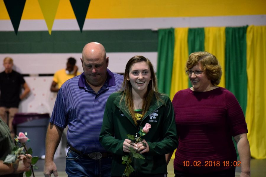 Maddie Prull getting recognized on Senior Night.
