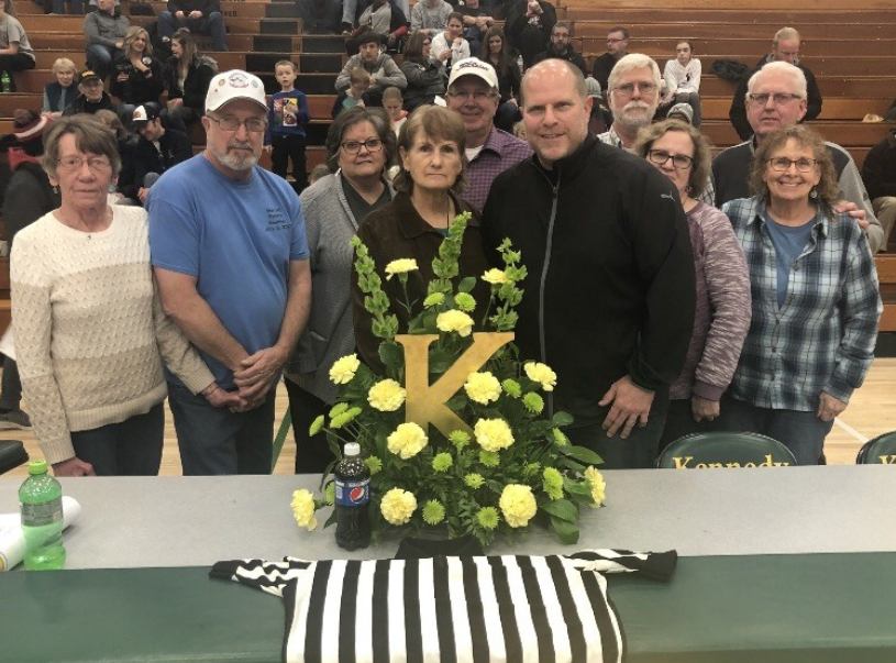 A memorial made for Jeni Newland at a Kennedy Basketball game