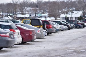 Winter conditions may result in less room for vehicles in the parking lots, as space boundaries are obscured by snow and ice.