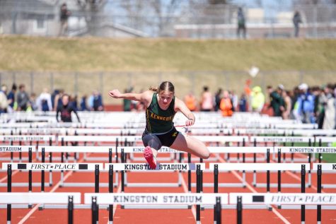 Senior Grace Braden competes in a hurdles event during the 2022 track season.