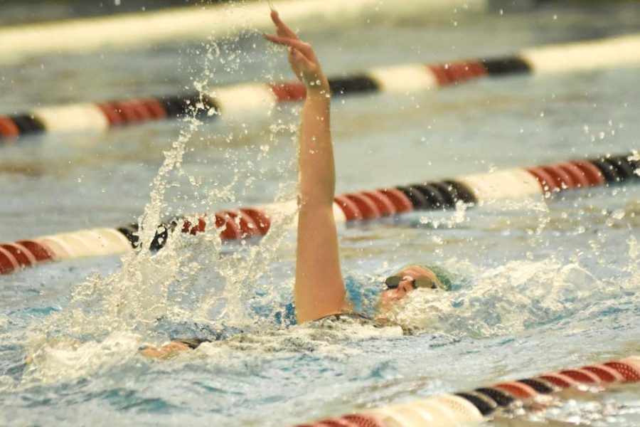 Junior Ellie Hance swims the 100 Yard Backstroke at regionals.
