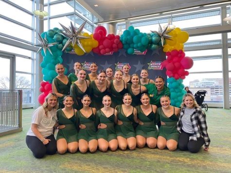 Dance Team poses in Des Moines at the state competition. 