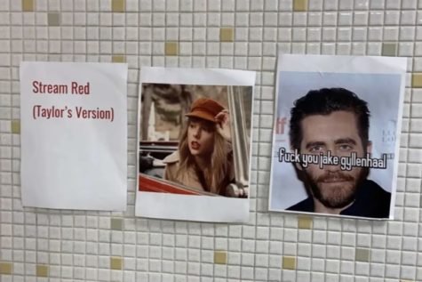 Posters defaming Jake Gyllenhaal put up in the Kennedy girls bathroom by an anonymous student.