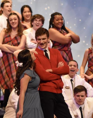 Owen Kilgore (Mr. Rogers) and Elizabeth Goff (Lady Aberlin) performing Treat People with Kindness.