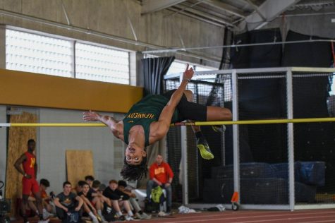 Junior Anthony Franklin Clearing a 6-foot bar in the high jump- Thats taller than Mr.Klien!