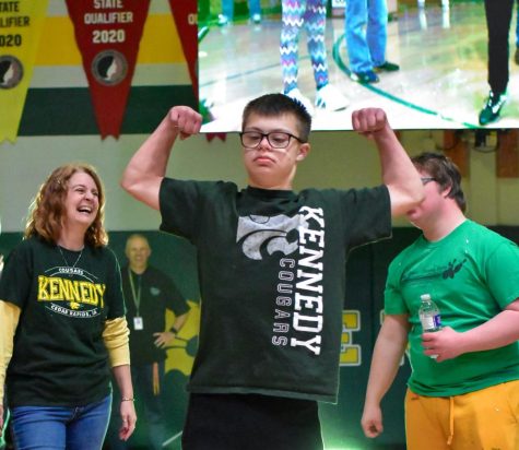 Myles Scheckel poses during the 2022 spring pep assembly.