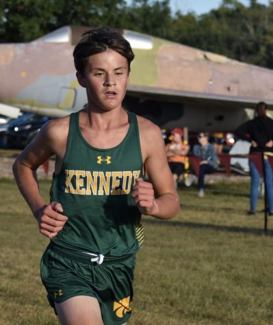 Freshman Adam Gray runs five kilometers for cross country, a race in which he holds the freshman record.