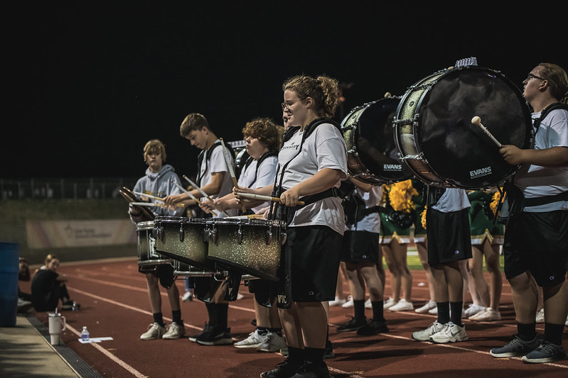 The+Kennedy+Marching+Band+performs+at+inner+city+rival+game+vs+CR+Washington.