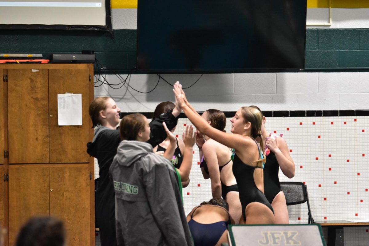 The diving team celebrating after such a good meet 