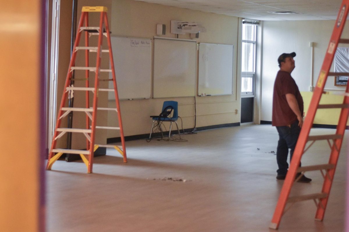 A classroom is being prepped for PE classes.