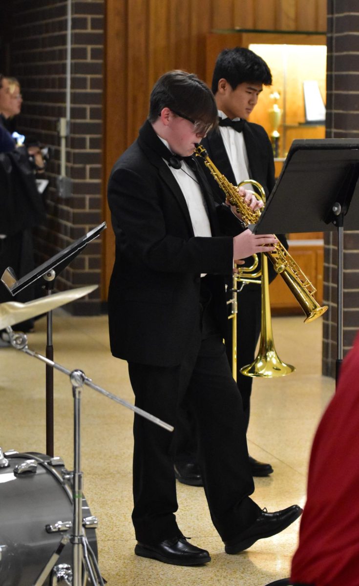 Sophomore Camden Neff plays the saxophone for the Griffin Bieber Quintet.