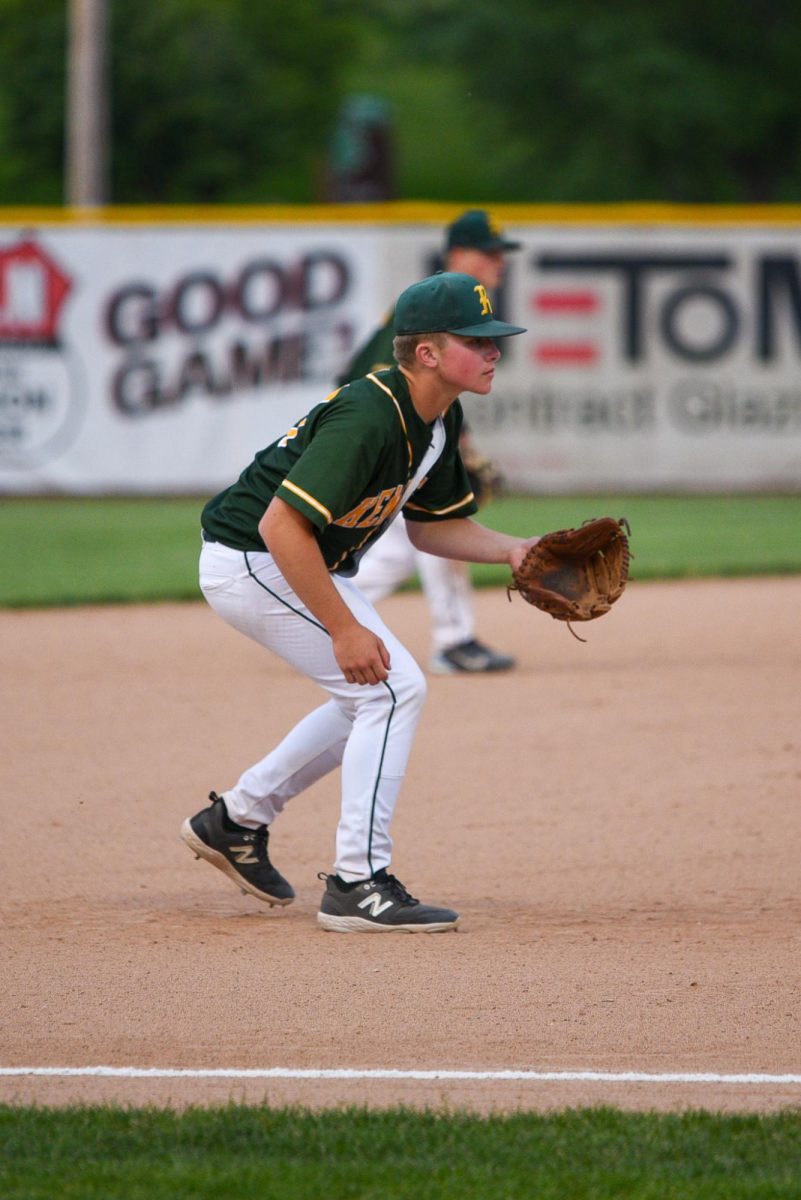 Reid murphy prepares to catch the ball.