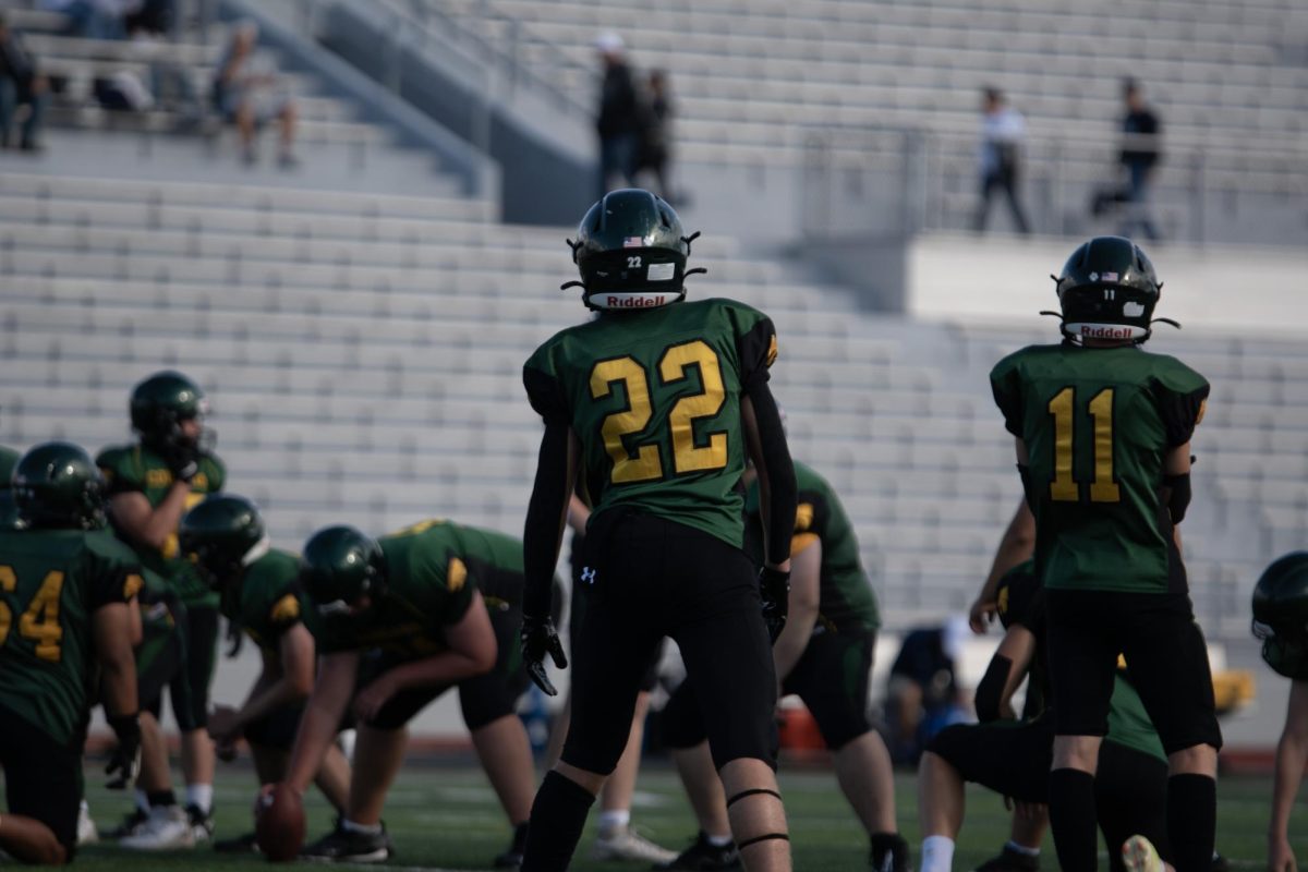 Player Bralin Henry prepares for the play to start.