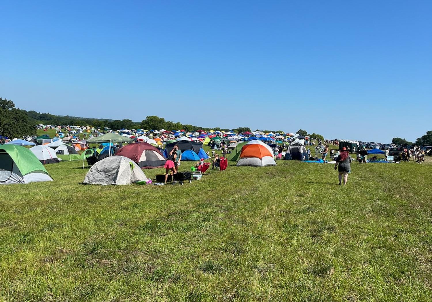 Early "Outerlands" set-up on Aug. 2 as tents begin to sprawl in the furthest campground.