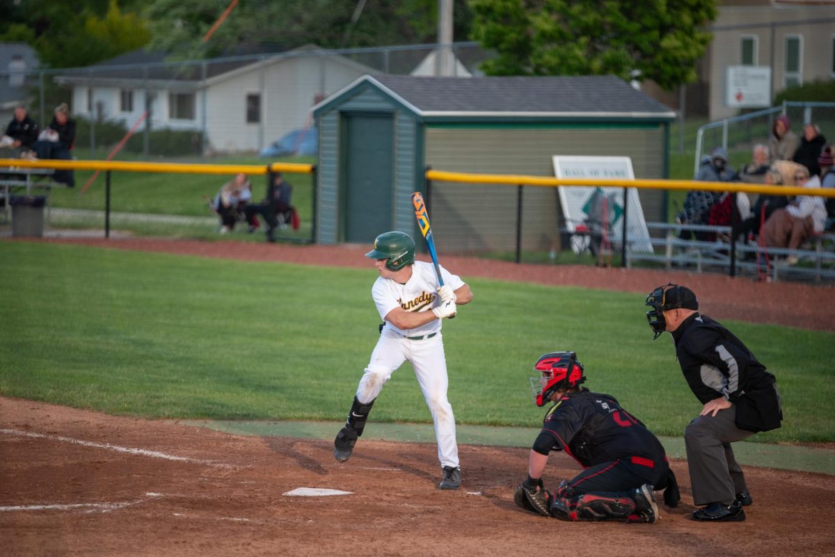 Senior Colton Duerling sets up to the plate to bat, looking to gain another state champion title. 