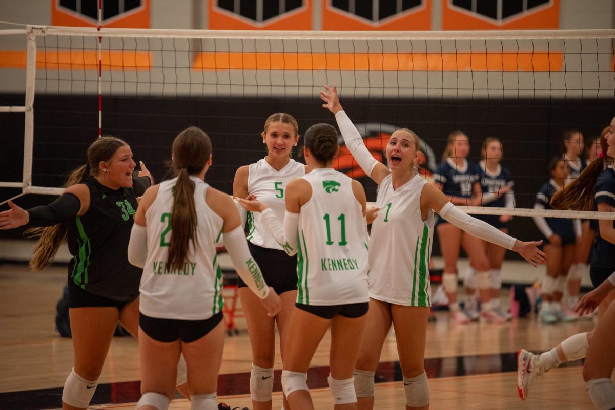 Outside Addison Phillips and Middle Kiera Mueller turn up the energy after cougar point.