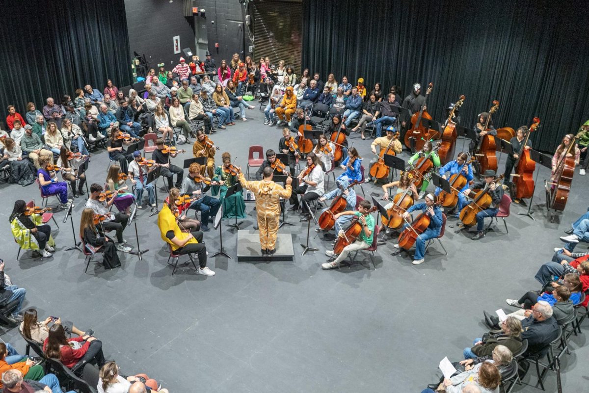 Captivating the audience, the symphony orchestra welcomes their supporters.